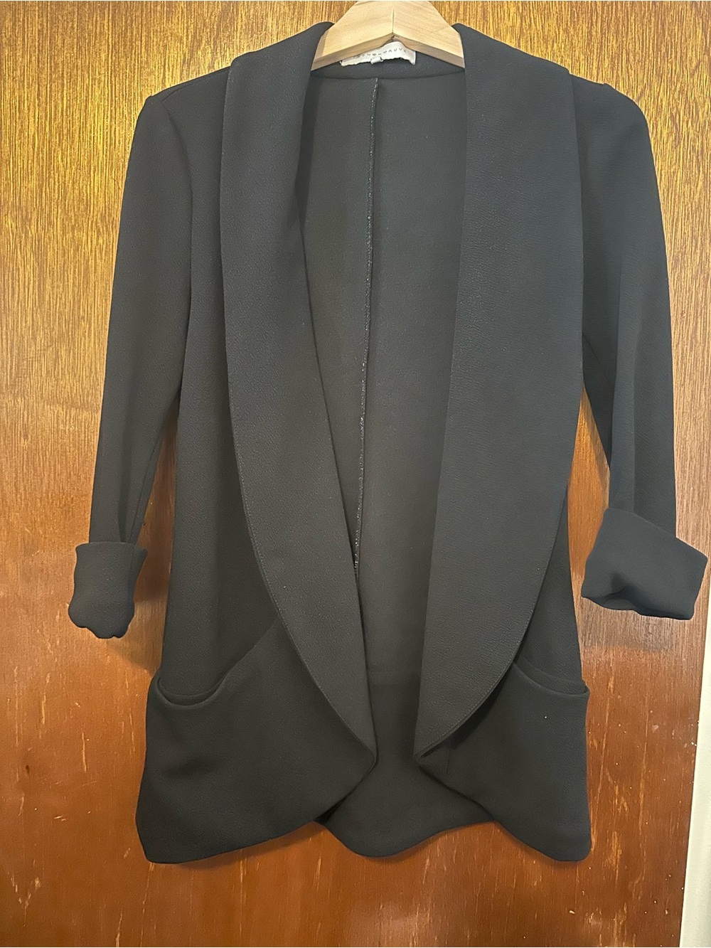 Elegant Black Open-Front Shawl Blazer Jacket